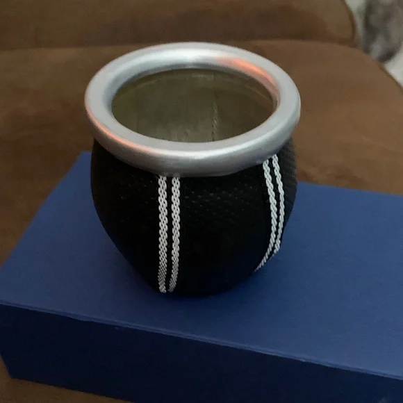Black Leather Mate Cup with Silver Rim - Home Accents - Picture 2 of 4